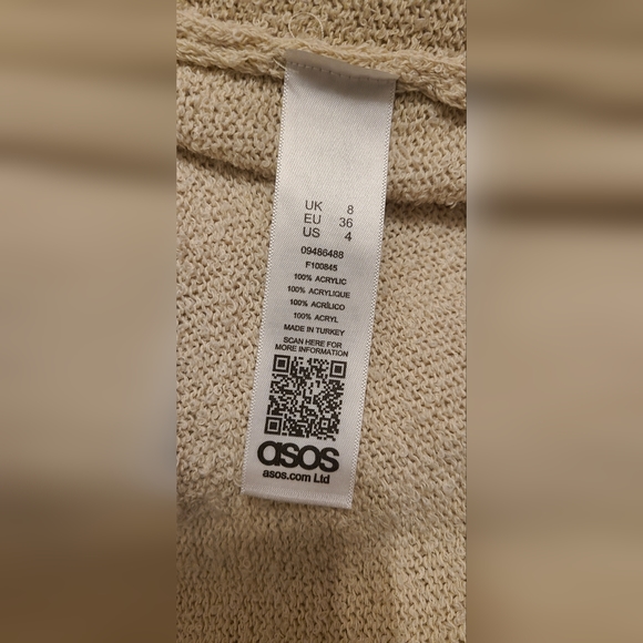 ASOS Cream Cinch Front Bell Sleeve Cropped Sweater - Picture 4 of 5